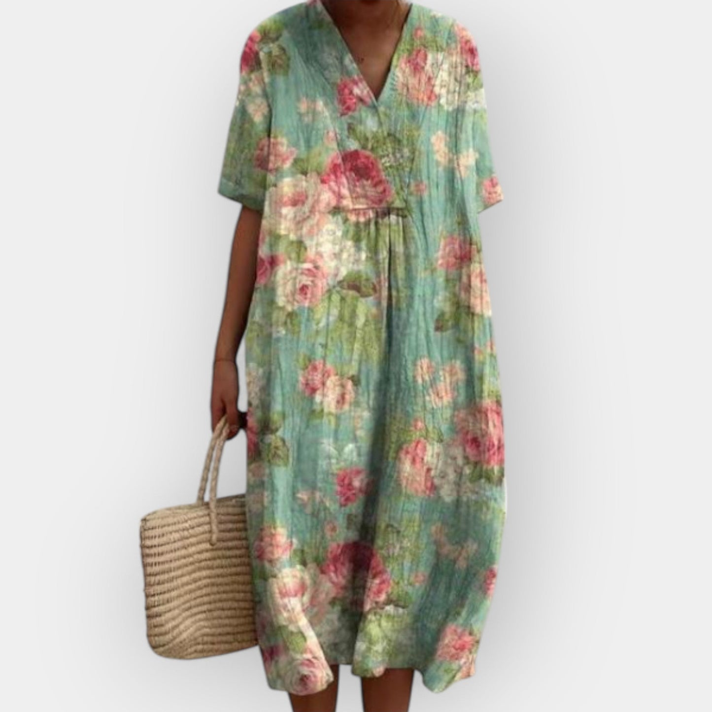 Vestido Floral de Lino