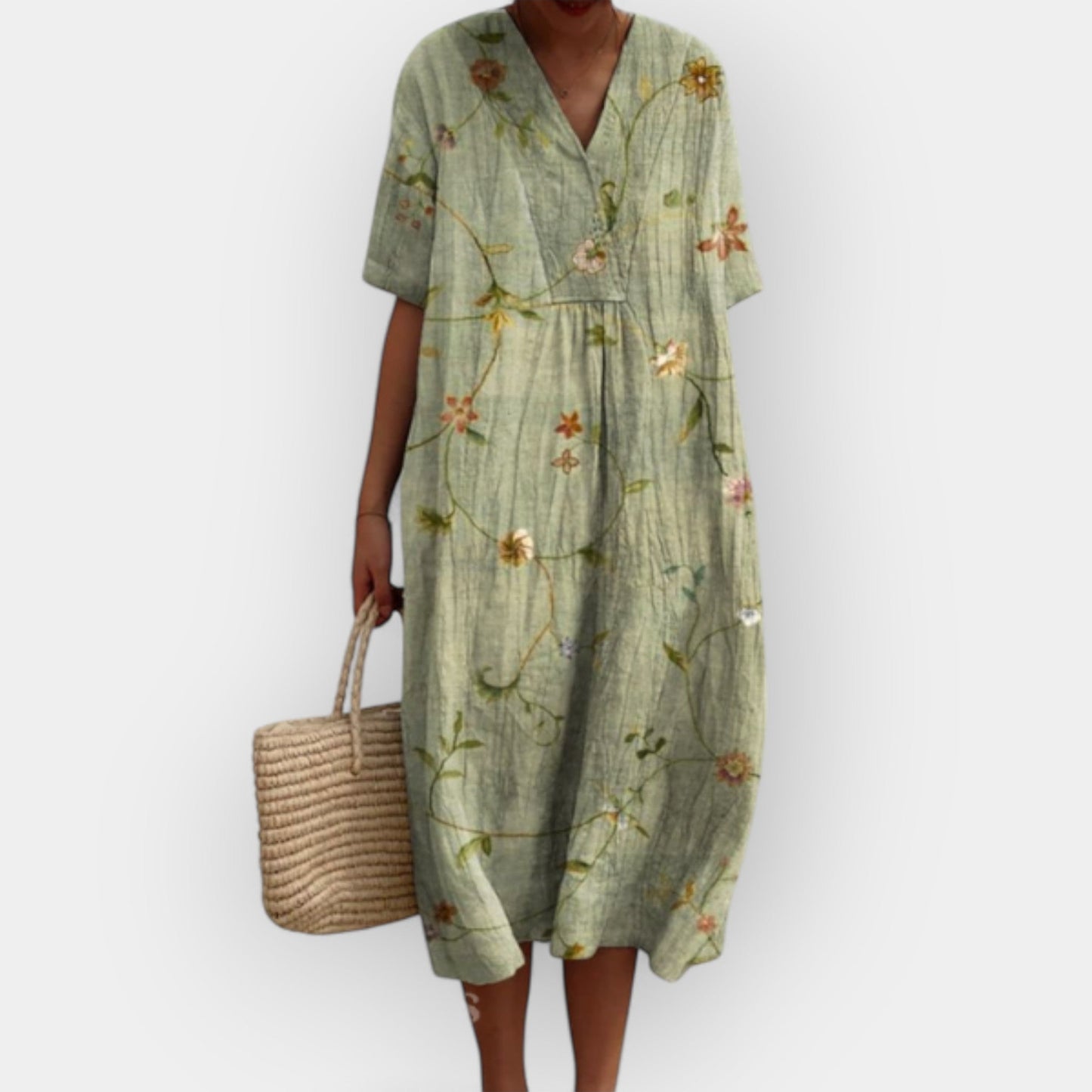 Vestido Floral de Lino
