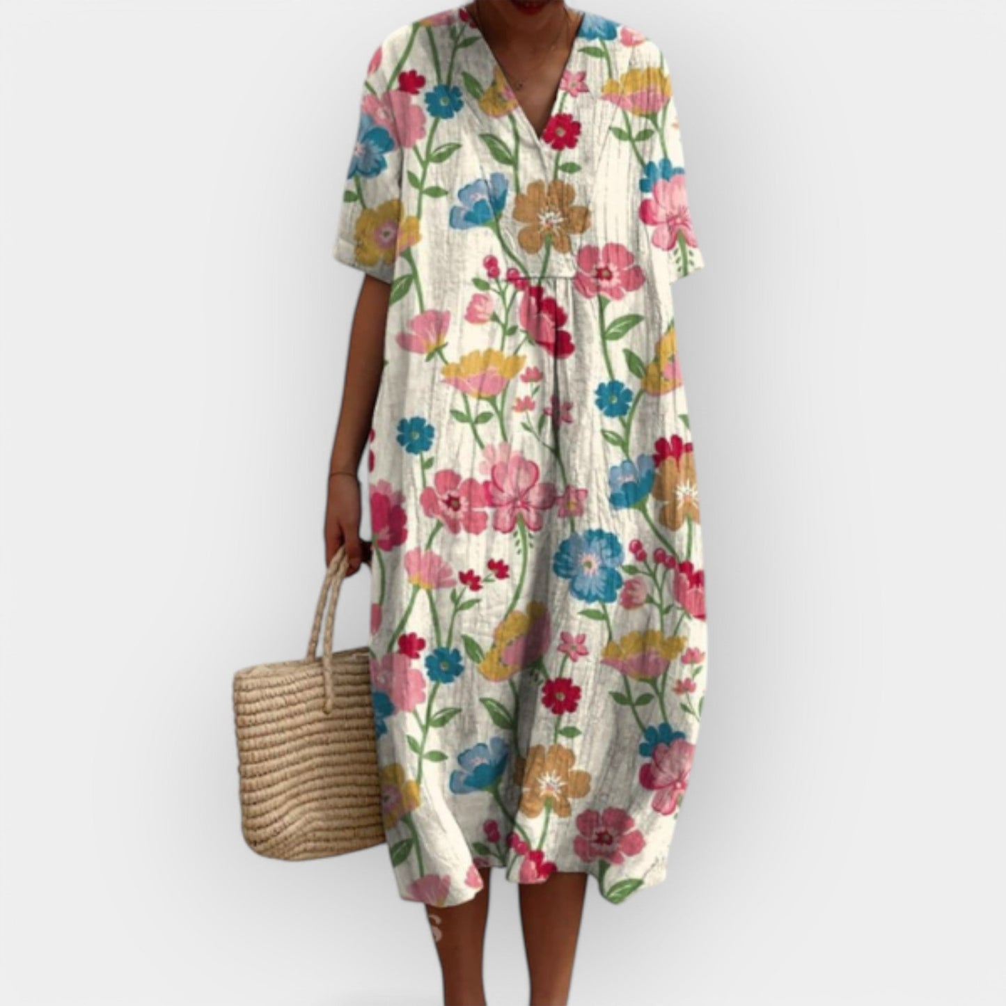 Vestido Floral de Lino