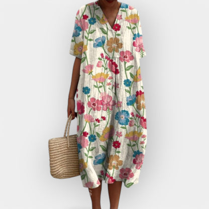 Vestido Floral de Lino