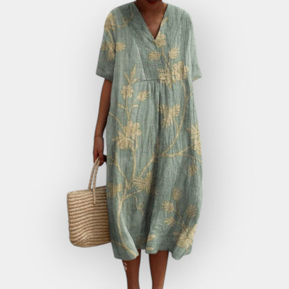 Vestido Floral de Lino