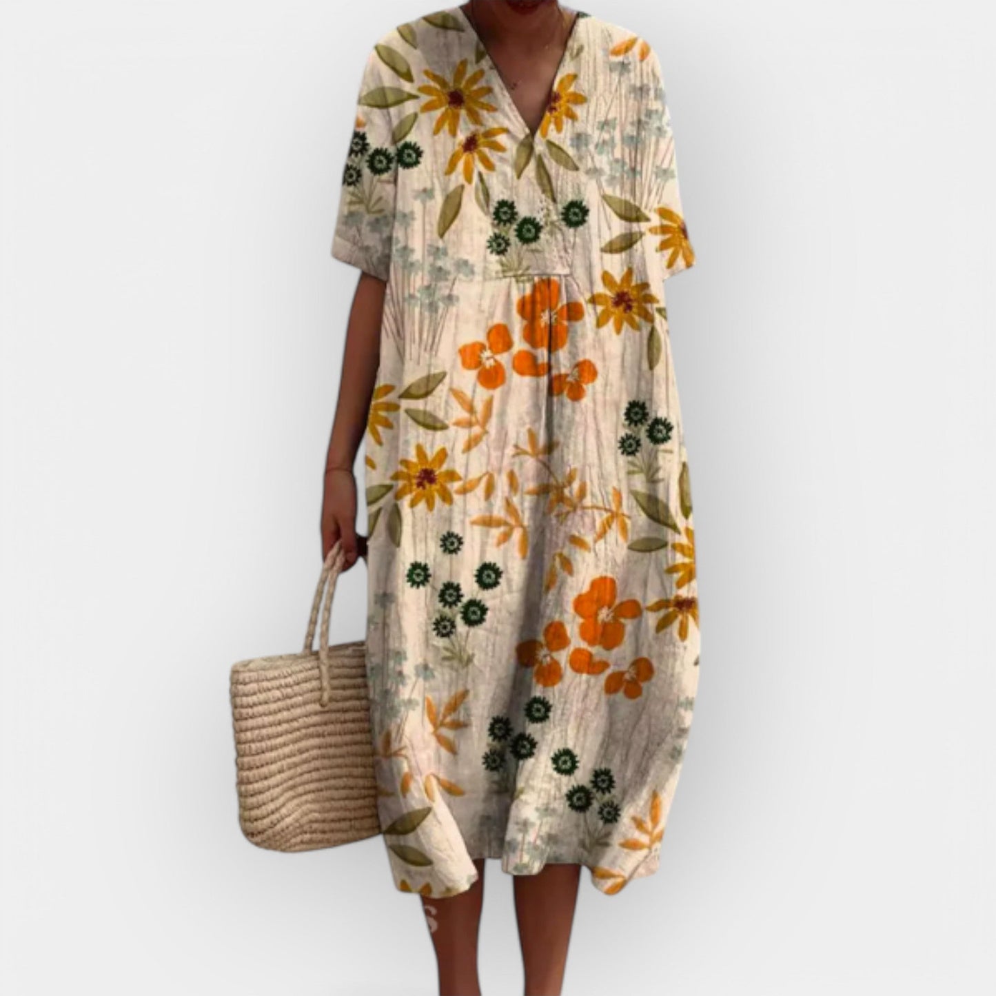 Vestido Floral de Lino