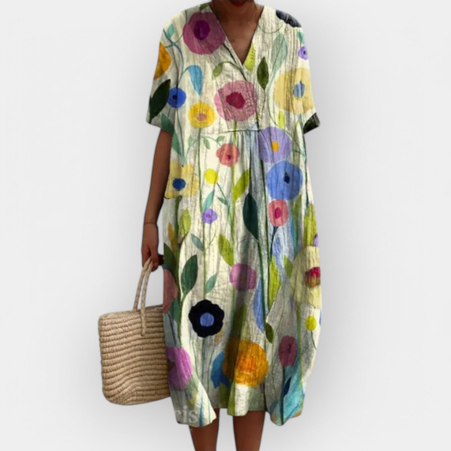 Vestido Floral de Lino