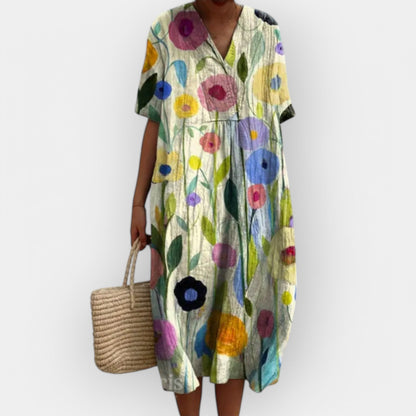 Vestido Floral de Lino