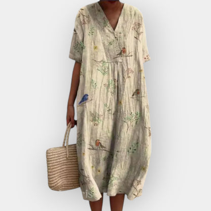 Vestido Floral de Lino