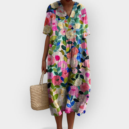 Vestido Floral de Lino