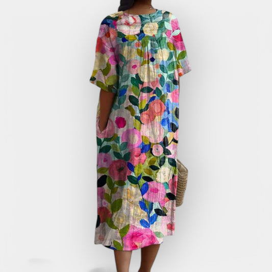 Vestido Floral de Lino